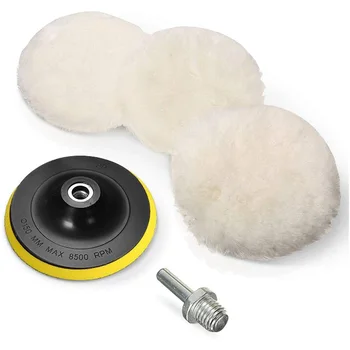 

5 PCs 6 Inch Polishing Buffer Wool Wheel Polishing Pad Woolen Polishing Waxing Pads Kits with M14 Drill Adapter New