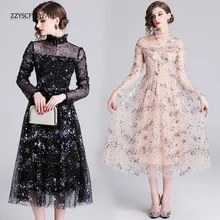 2019 nuevos vestidos elegantes mujer fiesta noche lentejuelas vestido sexy club vestidos lindo encaje Navidad vestido de mujer vestido coreano otoño(China)