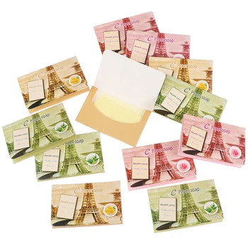 

12box Mini Paper Soap Disposable Boxe Soap Outdoor Travel Soap Paper Washing Hand Bath Clean Scented Slice Sheets Portable