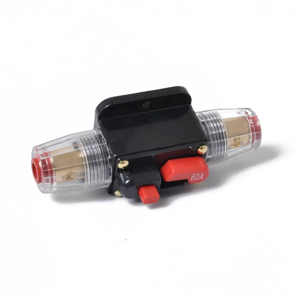 60A In-Line DC Circuit Breaker Manual Reset Stereo/Audio/Car/RV Fuse Holder