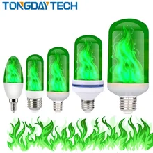 E27 E26 E14 LED Nyala Lampu 85-265V Luces LED Dekorasiacion Efek Api Bola Lampu Berkedip Lampara Emulasi lampu Lampada Hijau(China)