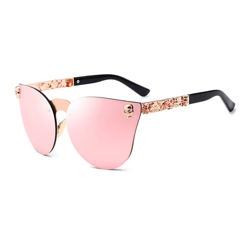 HBK-gafas de sol de oro rosa para mujer, lentes de sol con espejo