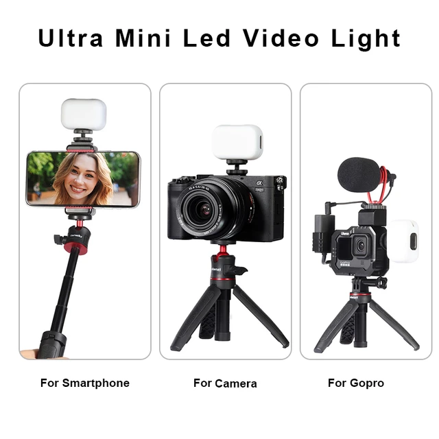 Vlogging Light PICTRON VL28 Luz LED para iPhone Mini Luz de cámara LED  recargable 5600K 95+ Luz de relleno de larga duración para GoPro Hero 9 8 7  6 5