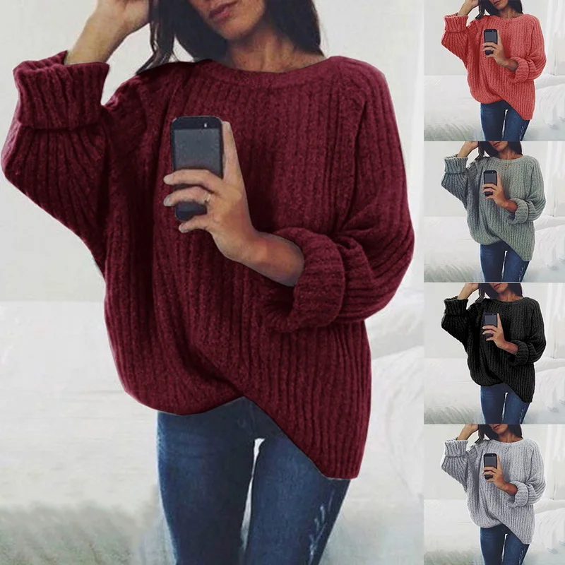 Vertvie Модный женский осенний свитер, повседневные свободные вязаные ...