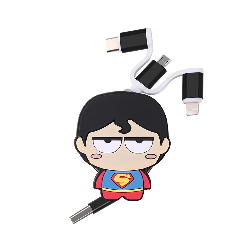 3 в 1 USB кабель для зарядки телефона с супергероями из мультфильмов удлинитель