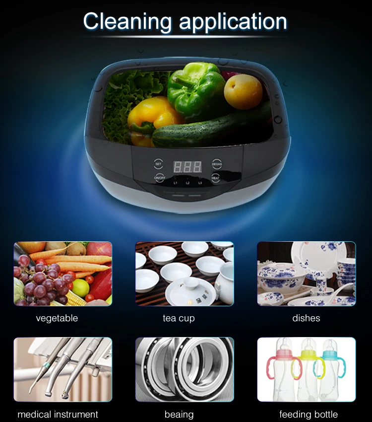 Skup Skymen 2.5L ultradźwiękowa Degas Timer ogrzewanie domowe czyszczenie biżuterii okulary do protez owoce zastawa stołowa pralka