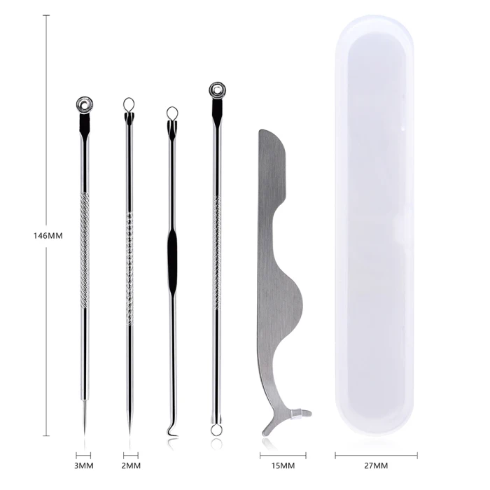 Acne Needles Set Blackhead Remover with Eyelash Clip Portable Makeup Tool for Women JS11