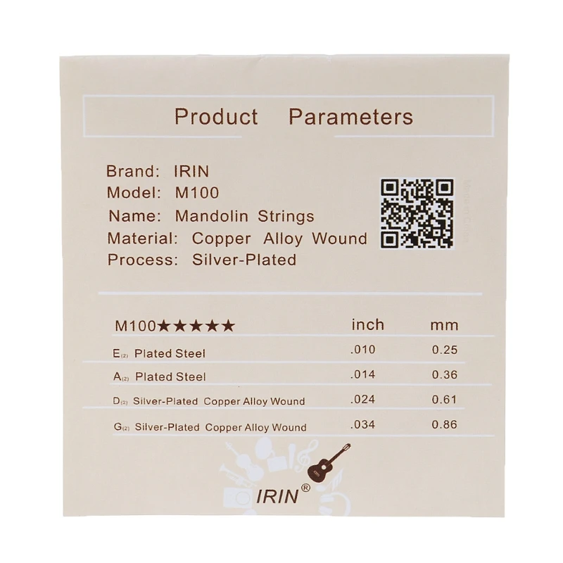 OOTDTY 8pcs/set M100 Mandolin String Steel Silver-Plated Copper Alloy Wound (.010-.034) suit for guitar