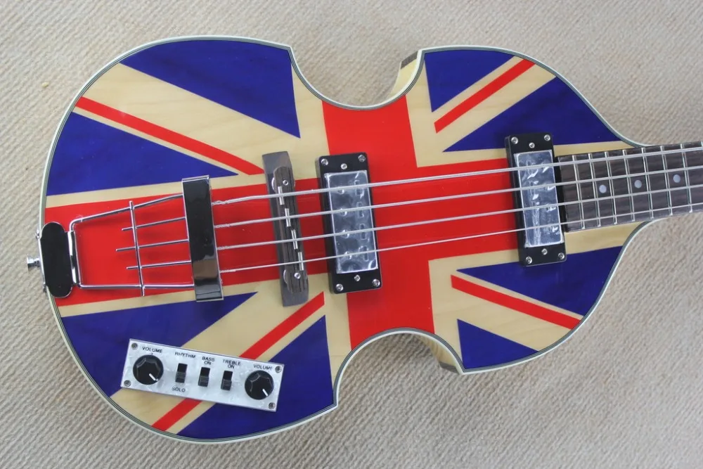 Завод+ флаг Англии винтажный вид Hofner 500/1 4 струны для бас-гитары Тигр Пламя тела перламутровые тюнеры Хофнер флаг бас