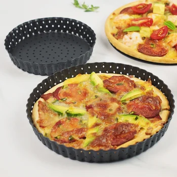 

Non-Stick Pizza Pan with Holes Round Baking Tart Mould Removable Bottom Pie Tray (Small, 5inch)