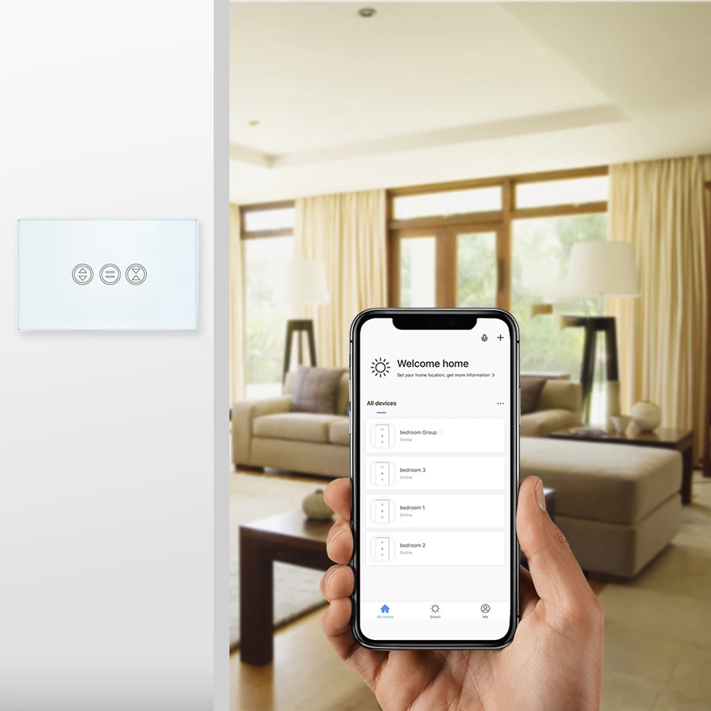 Интеллигентая(ый) шторка с WIFI переключатель Электрический моторизованный занавес рольставни Поддержка Amazon Google Home Tmall Genie голос Управление