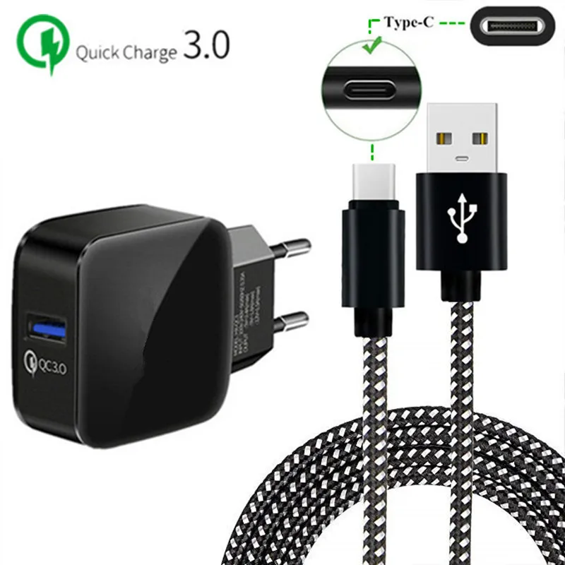 Короткий 2 м Тип C usb быстрое QC 3 0 EU зарядное устройство кабель для Samsung A8S S10 A5 2017 S9 S8