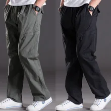 Весенне-летние повседневные мужские брюки большого размера 6XL, джинсы с несколькими карманами, штаны оверсайз, комбинезоны с эластичной резинкой на талии, брюки размера плюс для мужчин