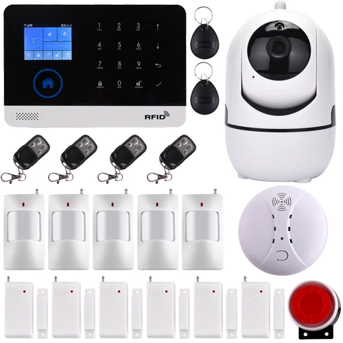 Option12 Беспроводная домашняя охранная Wi-Fi GSM GPRS Сигнализация приложение пульт дистанционного управления RFID карта Arm Disarm EN RU ES PL DE переключаемый - Цвет: Option12