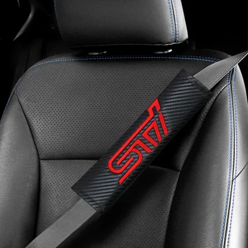 

2PCS STI Car Sefety Seat Belt cover Seat belt Shoulder Pad Protection Plush Padding pad For SUBARU LEGACY Forester Outback