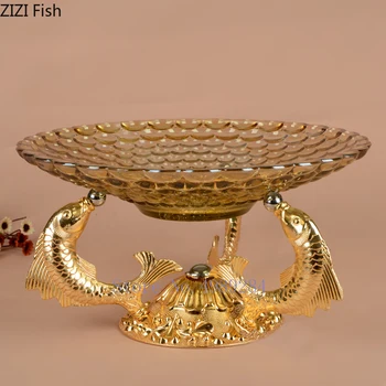 

Nordic Gold Metal Fruit Plate Goldfish Bowl Rack Desktop Storage Bowl Container Table Snacks Plates Spices Organizer Home Decor
