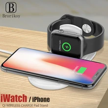 Qi Беспроводная зарядная док-станция для Apple Watch iWatch Series 1 2 3 10 Вт Беспроводная Быстрая зарядка для iPhone 8 11 X Xs Pro Max XR