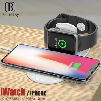 

Qi Wireless Charger Dock for Apple Watch iWatch Series 1 2 3 10W Wireless Fast Charging Pad for iPhone 8 11 X Xs Pro Max XR