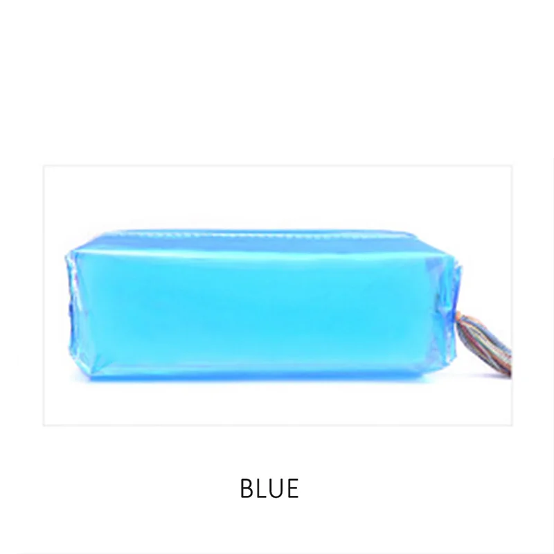 Blue Чехол для ручки с прозрачными кисточками на молнии, сумка для карандашей, цветная Студенческая сумка для канцелярских принадлежностей, распродажа - Цвет: Blue