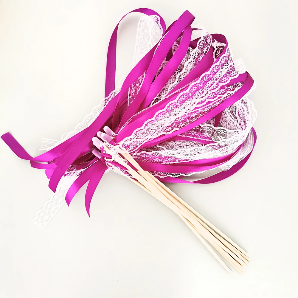 50 шт. Ленточные палочки с кружевом свадебные растяжки лента на палочке