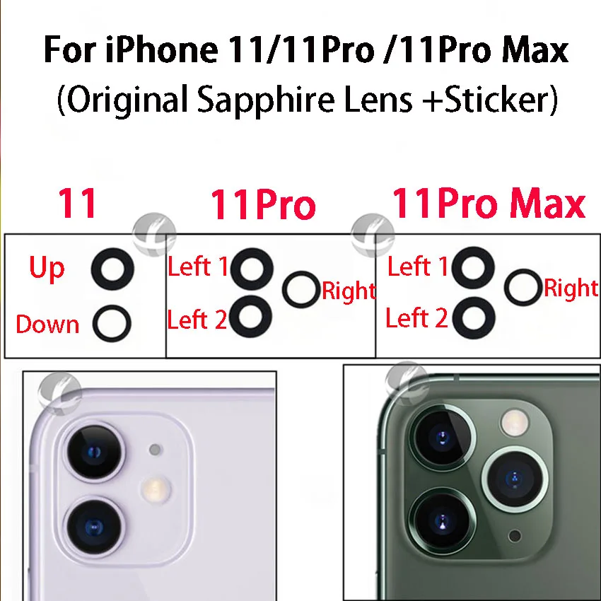 100 Original New Sapphire Lens For iPhone 11 Pro Max 11Pro 11Max 11promax Back Camera Lens With