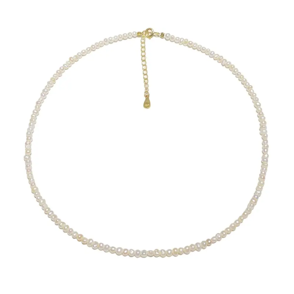 

Lily Jewelry Choker Necklace White Pearl Babie Freshwater Pearl 925 Sterling Silver Clasp for Kid Girl Lovely Gift Women Jewelry