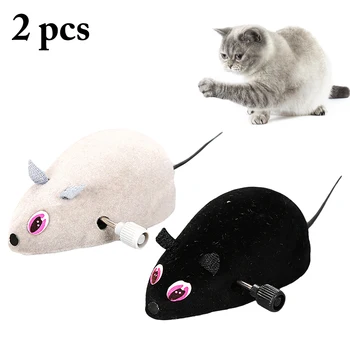 

2PCS Random Color Mice Toy Creative Interactive Funny Small Cat Play Toy Pet Toy Simulation Mouse Toy Cat Novelty Toy for Kitten
