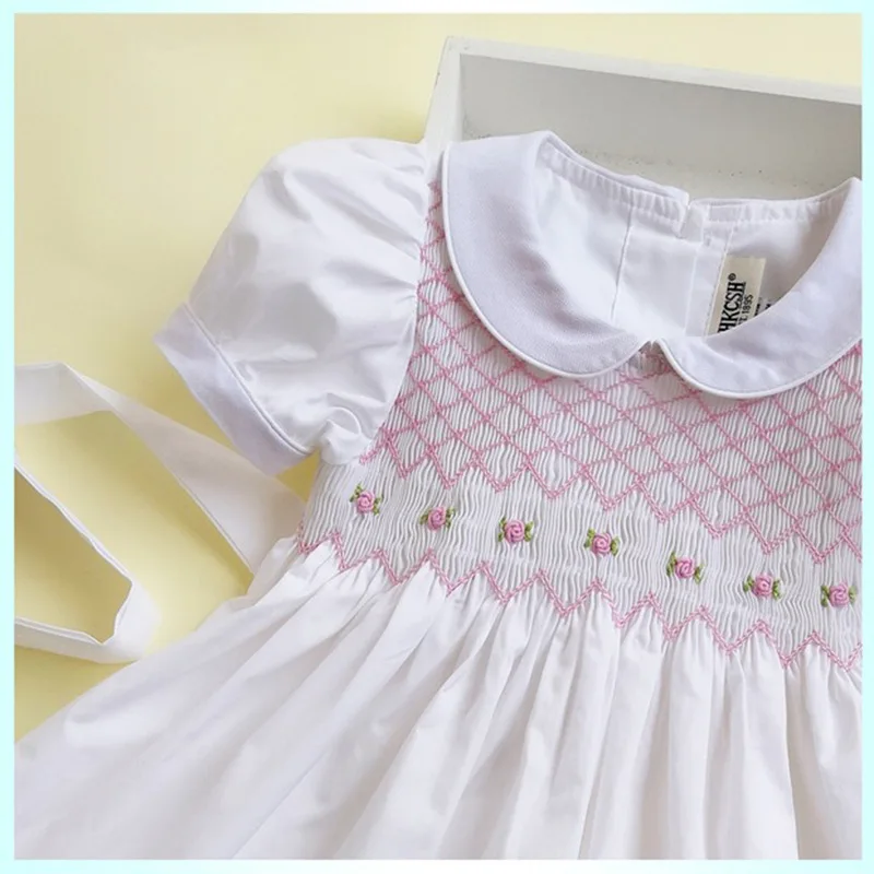 Smocking/летнее платье для девочек Детские хлопковые праздничные платья принцессы с цветочной вышивкой для девочек в испанском стиле; Рождественский костюм в стиле Лолиты
