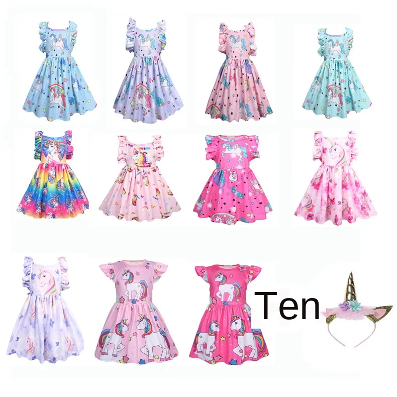 Girl Dress Lol Unicorn Dress Robe Fille Children 's Vestido Infantil Frocks Kids for Girls Sleeveless Costume Summer PromVintage