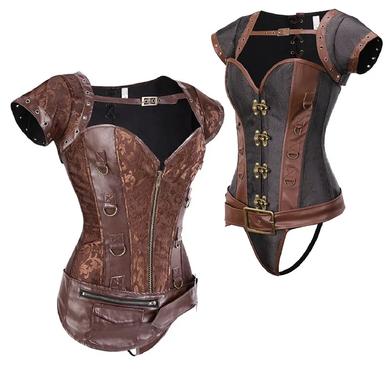 

4pcs Steampunk Corset Sexy Gothic Women Vintage Retro Corselet Goth Lace Up Bustiers Korset Plus Size Buckle Gorset Top 6XL
