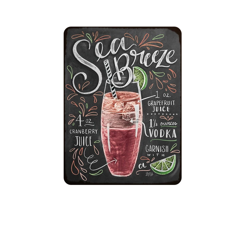 MOJITO CUBA LIBRE Коктейльные металлические вывески домашний декор винтажные оловянные вывески для паба домашние декоративные тарелки металлические вывески настенные таблички - Цвет: Светло-желтый