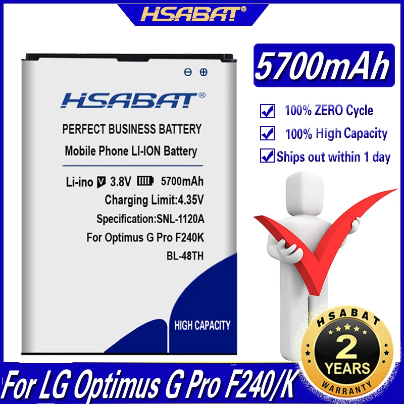 Аккумулятор HSABAT для LG Optimus G Pro/F240/K E980 E988 E940 F310 D684 F240S F240L Pro 2 F350/S/L/K D837 5700 мА/ч