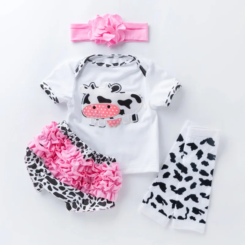 Одежда для новорожденных девочек Лето, комплекты одежды для маленьких девочек с Микки Детский комбинезон для маленьких девочек, топ, юбка-пачка, шаровары с оборками, комплект для девочек - Цвет: White