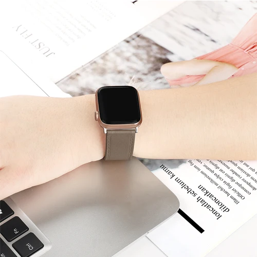 Brownish gray Ремешок для apple watch группа 4 3) 44 мм 42 мм из натуральной кожи петлевой ремешок correa наручных часов iwatch, 4/3/2/1 38 мм 40 мм браслет аксессуары - Цвет ремешка: Brownish gray