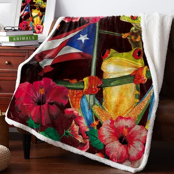 

Hibiscus Tree Trunk Puerto Rico Flag FrogOffice sofa blanket Bedroom supplies Blanket Bedspreads Quilt Drop Ship