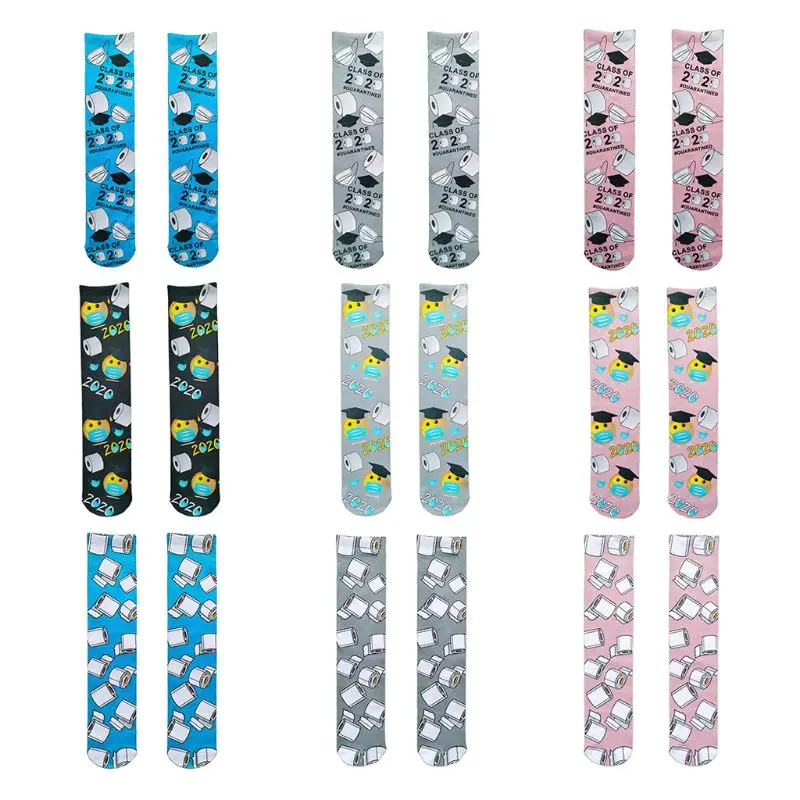 

Unisex Funny 2020 Quarantined Toilet Paper Crew Socks Cartoon 3D Print Hosiery 649C