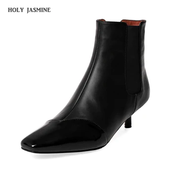 

2020 Spring/Autumn New Genuine Leather Comfortable Wild High-heeled Ankle Boots Fashion Pointed Women's Boots Retro Women Shoes