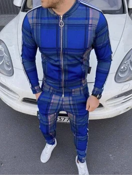 

Fall 2020 New Hot-Selling Men's Fashion 3D Lattice Sports Jogging Slim Jacket, Street Fashion Hip-Hop Casual Zipper Jacket Suit