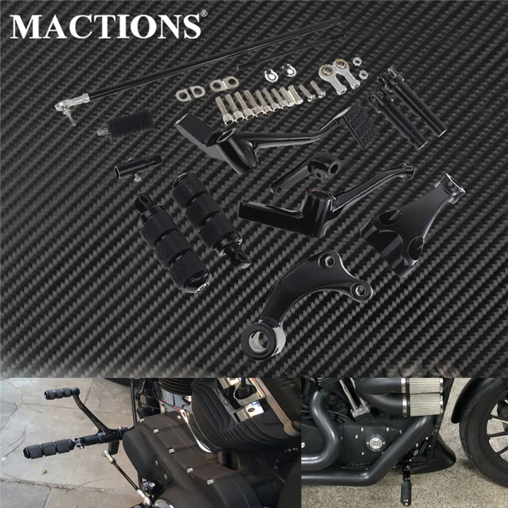 Motorcycle Forward Controls Pegs Levers Linkages Complete Kit Set Black For Harley Sportster XL 1200 883 Iron 2004-2020 Roadster