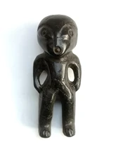

YIZHU CULTUER ART Collection Old Chinese Hongshan Culture Black Magnet Jade Carving Person Pendant