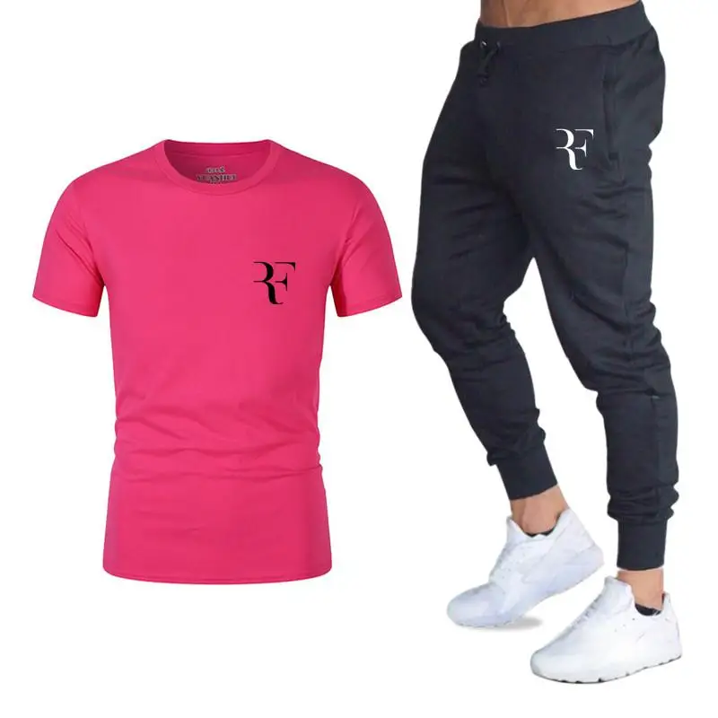 70% OFF 2019 printed men's short-sleeved T-shirt fashion casual loose T-shirt + jogging sports pants new men's clothing