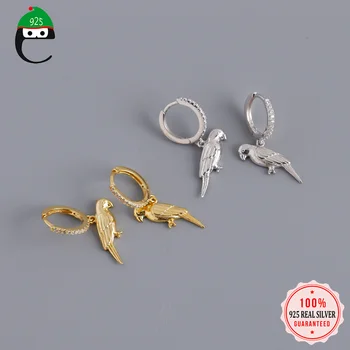 

2020 Authentic 925 Sterling Silver Fashion Sweet Parrot CZ Charm Small Hoop Earring For Women 925 Silver Jewelry Gift DA844