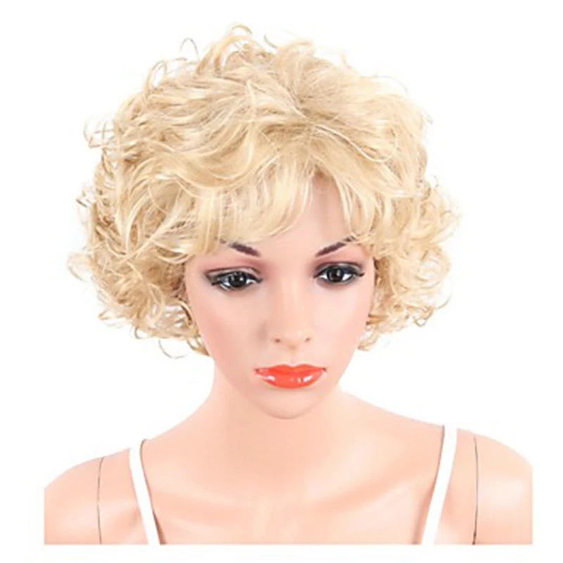 HAIRJOY  Synthetic Hair Women Blonde Short Curly  Wigs Free Shipping