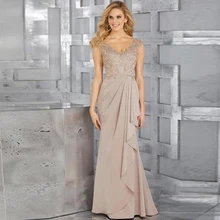 Chiffon Moth Of The Bride Dresses Elegant Floor Length With Pleat Applique Plus Size Woman's Formal Gown Vestidos De Noche