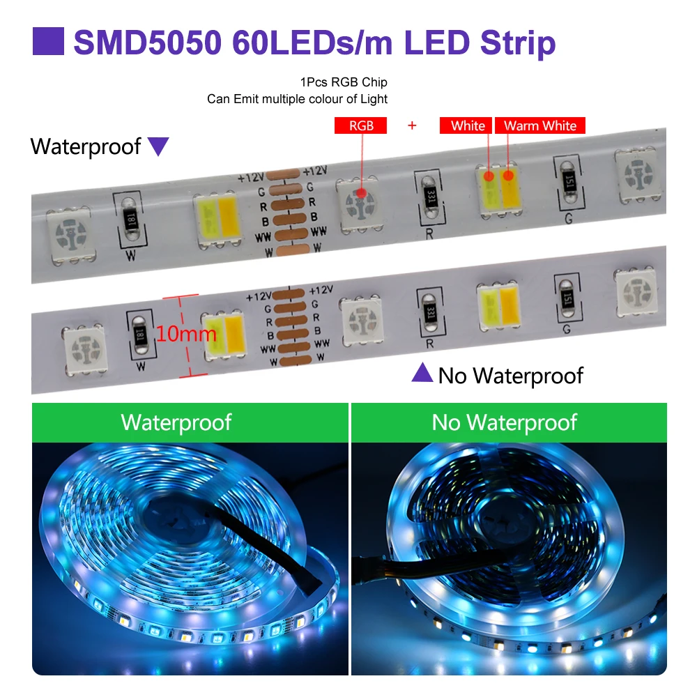 5m 5050 RGB LED Strip light RGBW RGB CCT White 5in1 RGB CCT Under Cabinet Lights
