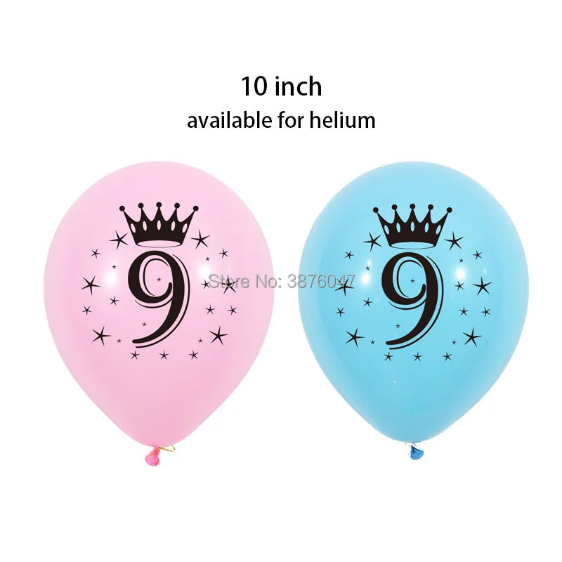 12pcs/lot 9th 10th year birthday balloon kids boy girl pink blue birthday  party decorations number 9 10 happy birthday balloons