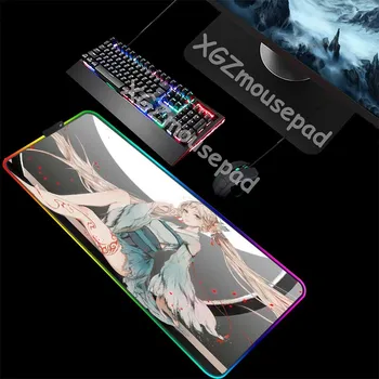 

XGZ Large RGB Anime Mouse Pad Black Lock Edge Mature Sexy Sister Custom Home Computer Fashion Table Mat Speed Rubber Non-slip