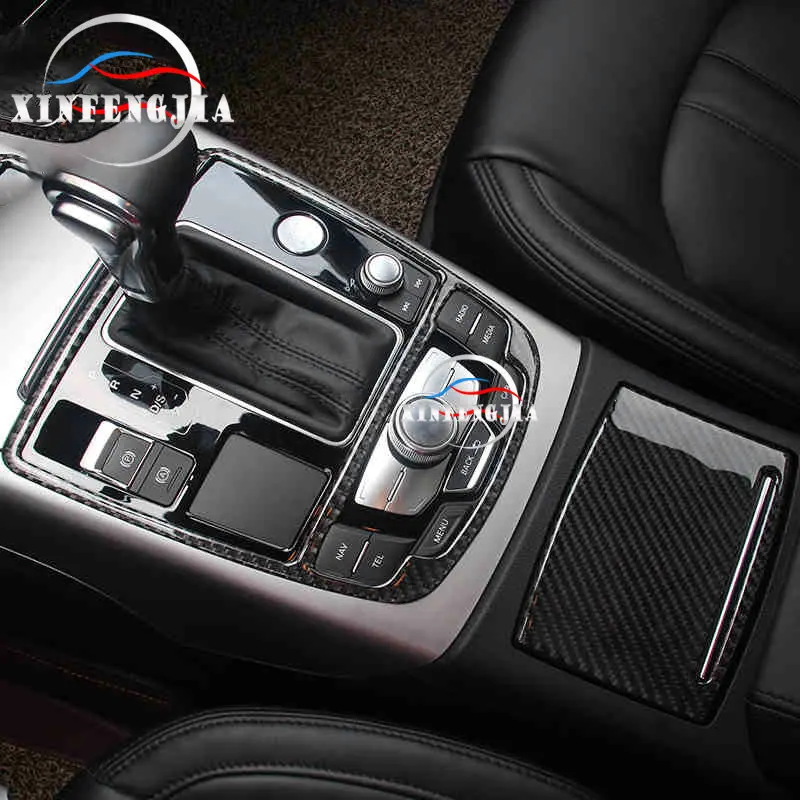 Для Audi A7 A6 C7 2012- углеродное волокно центр переключения передач кнопки рамка отделка