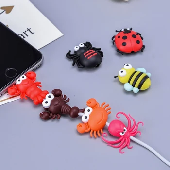 

Cute Insect Shape USB Charger Cable Protective Cover Soft Silicone Data Line Wire Cord Protector For IPhone Smart Phone Connecto