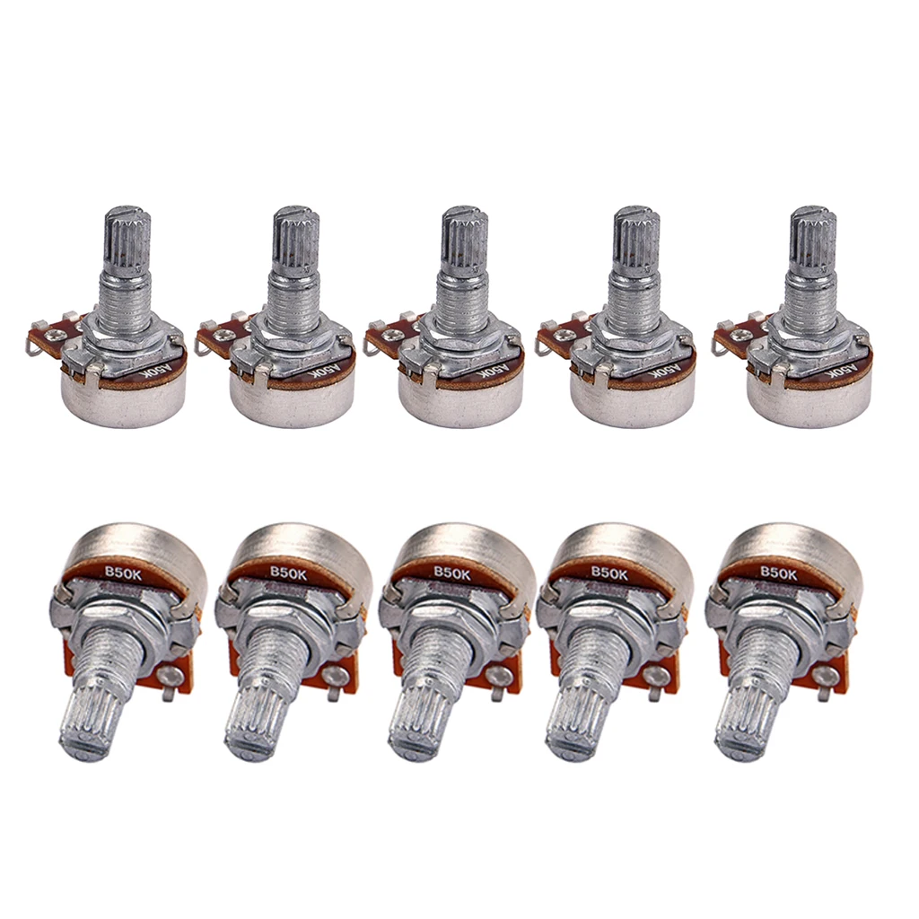 Audio Linear Taper A50K/B50K Guitar Pots Potentiometers Set of 10